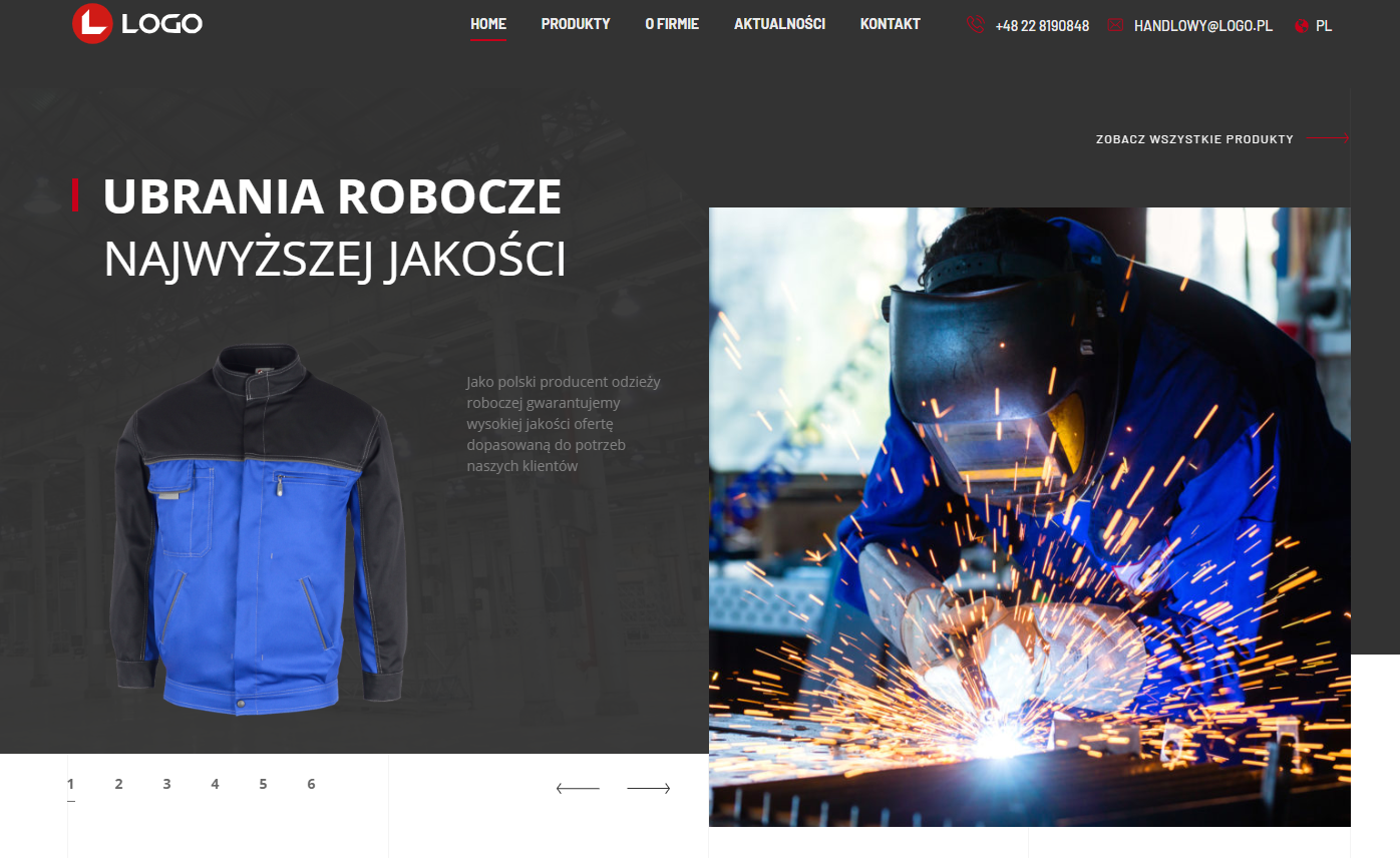 Zrzut strony głównej logo.pl - firma LOGO producent odzieży roboczej